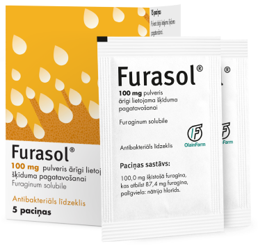Ārstē infekciju un novērs tās <br> attīstību ar Furasol<sup>®</sup>